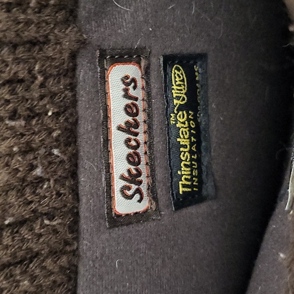 Skechers Womens 8 Chocolate Brown Leather Boots Thinsulate Mid Calf Warm Winter - Picture 3 of 10